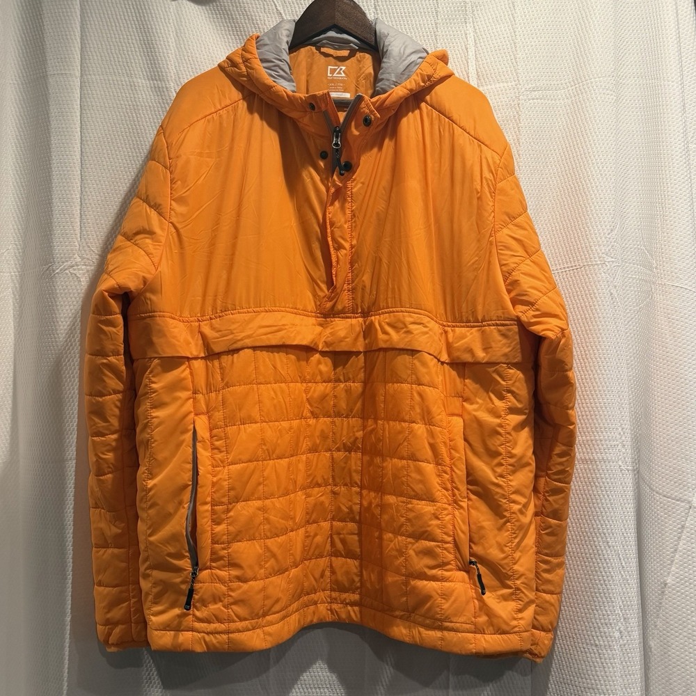 Cutter & Buck CB WeatherTec Men's Size XXL Orange Puffer 1/4 Zip Jacket Packable